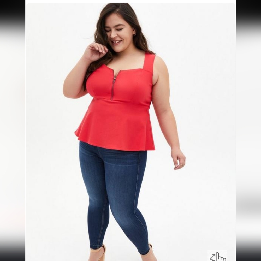 Torrid Peplum Bengaline Zipper Front Tank size 1